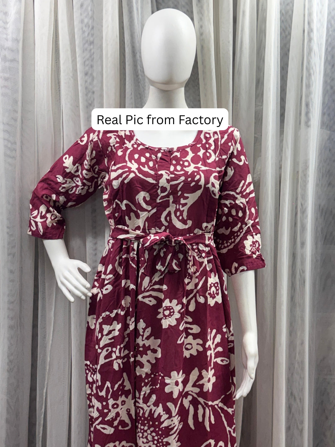 Florenza Wine - Maternity Dress with Feeding Zips - Soft Rayon