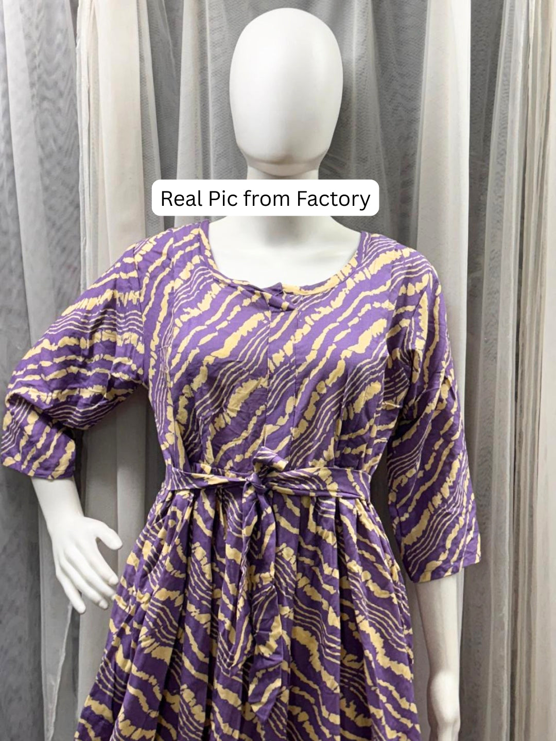Stripes - Lavander - Maternity Kurti with Feeding Zips - Soft Rayon