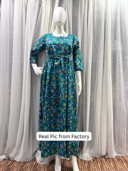 Daisy Sea Green - Maternity Dress with Feeding Zips - Pure Cotton
