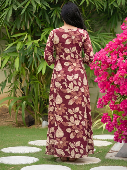 Pastel Maroon - Maternity Dress with Feeding Zips - Soft Rayon