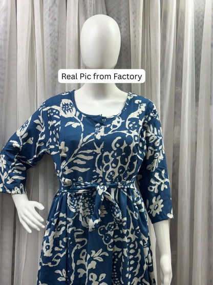 Florenza Blue - Maternity Dress with Feeding Zips - Soft Rayon
