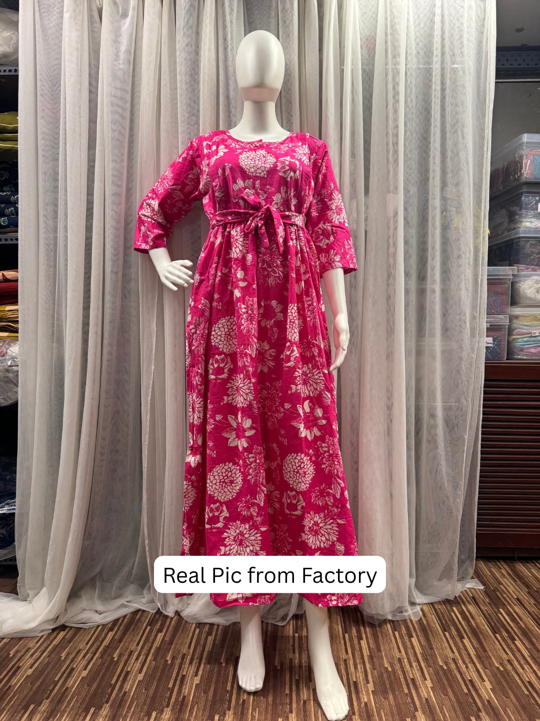 Marigold Peach - Maternity Dress with Feeding Zips - Pure Cotton