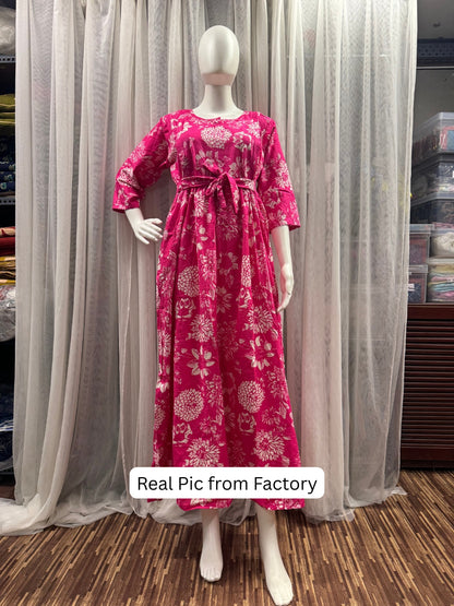 Marigold Peach - Maternity Dress with Feeding Zips - Pure Cotton