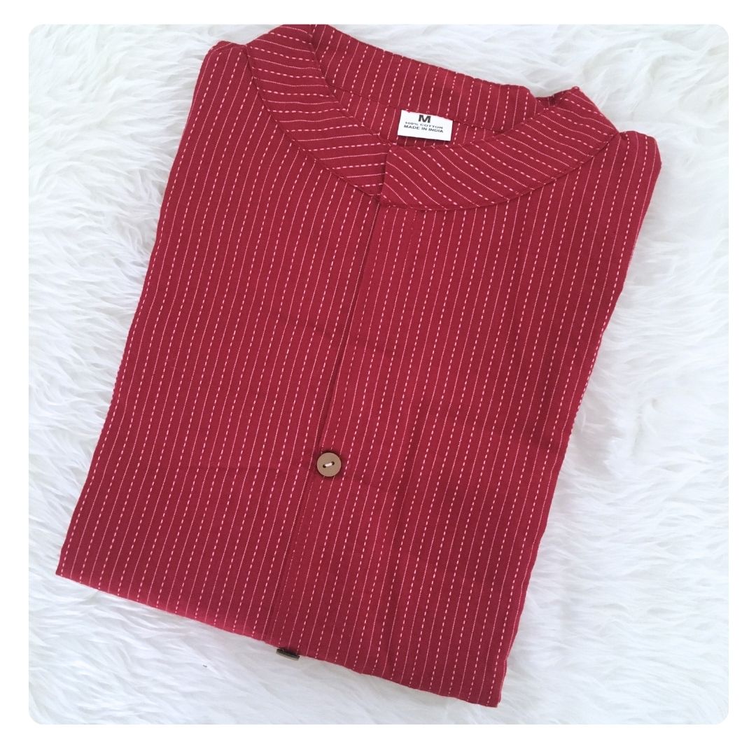 Katha Work - Maroon - Cord Set - Pure Cotton