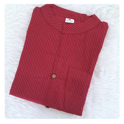 Katha Work - Maroon - Cord Set - Pure Cotton