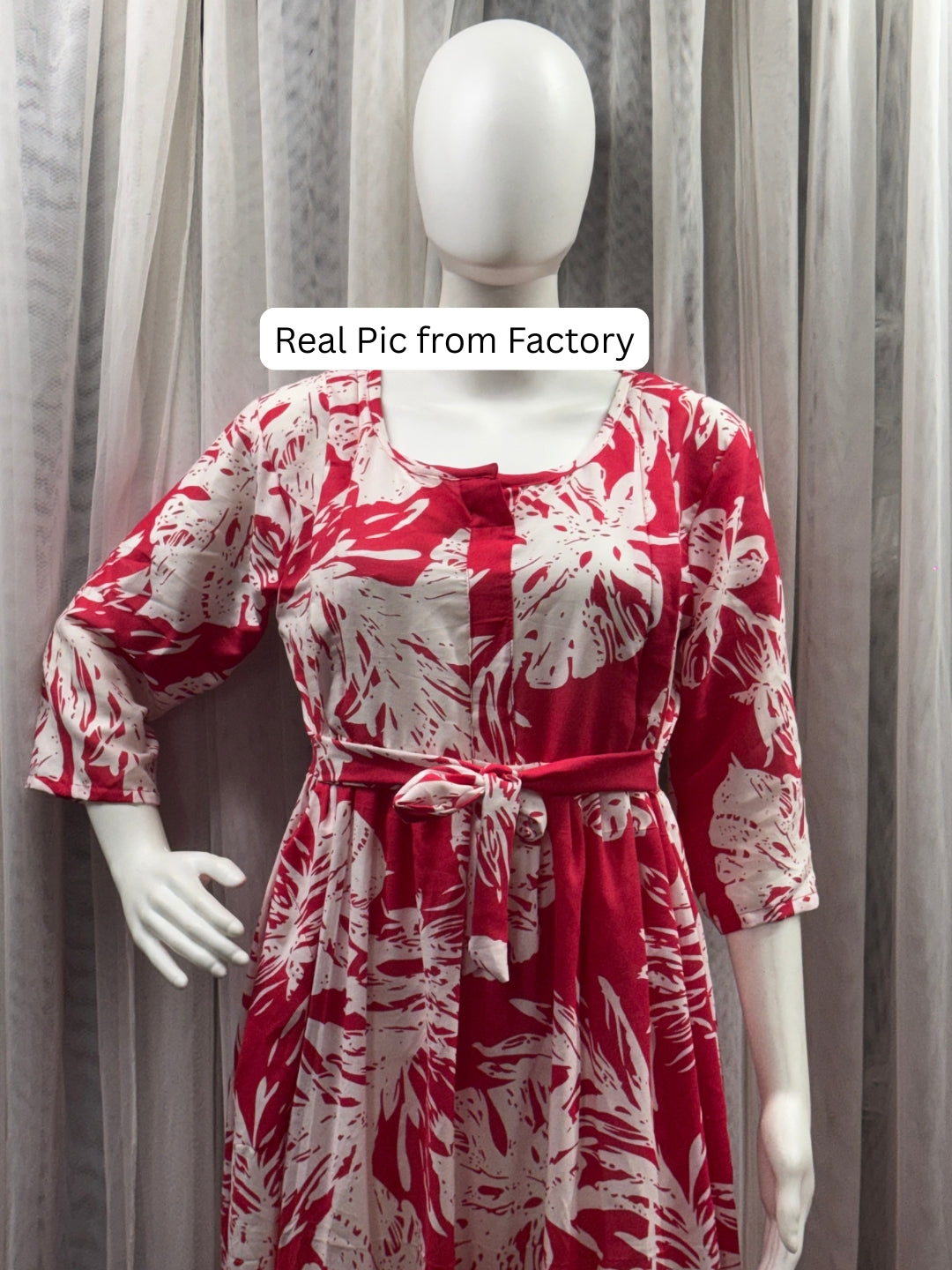 Swiss Red - Maternity Dress with Feeding Zips - Soft Rayon