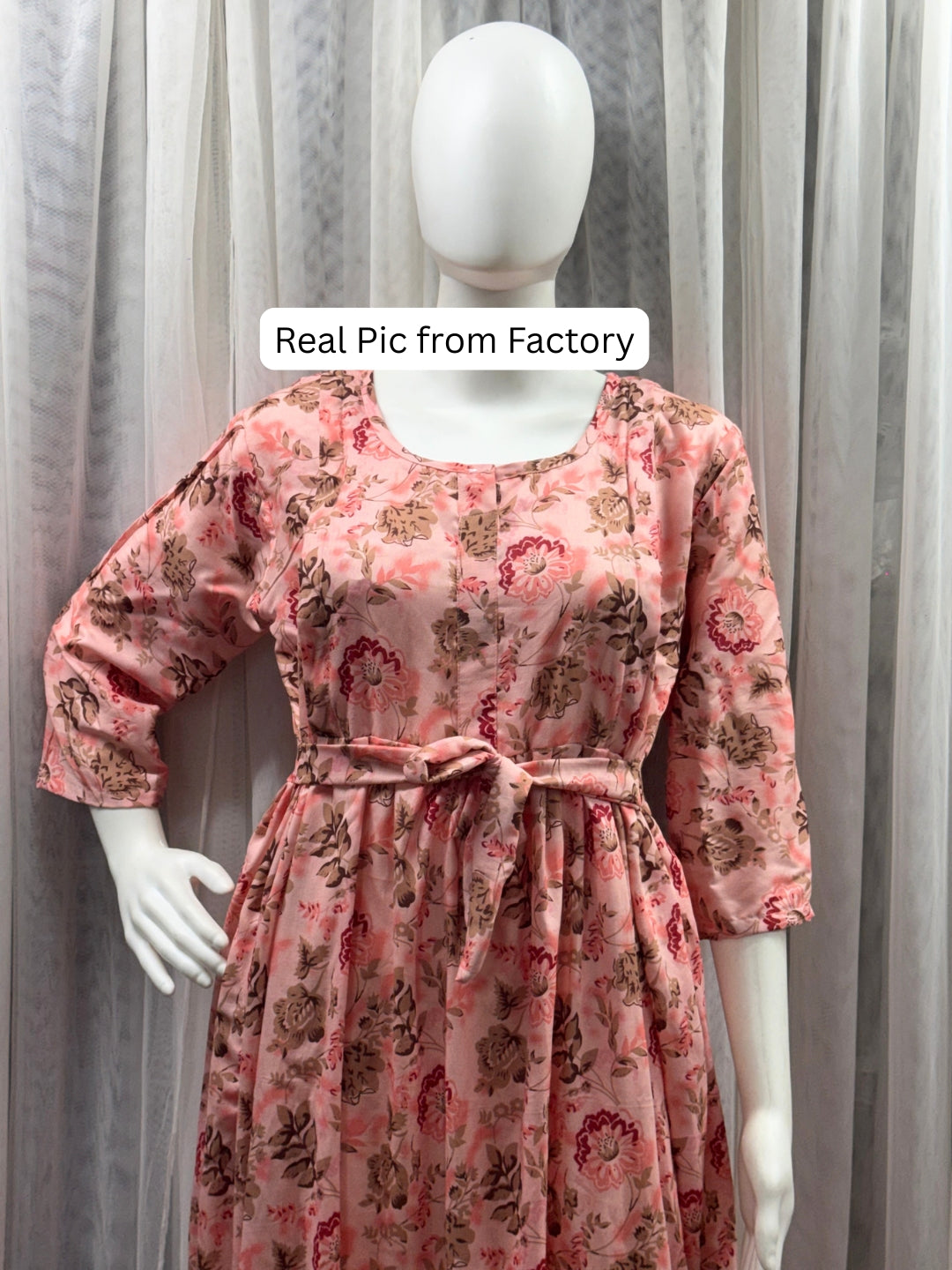 Peach Grey - Maternity Dress with Feeding Zips - Soft Rayon