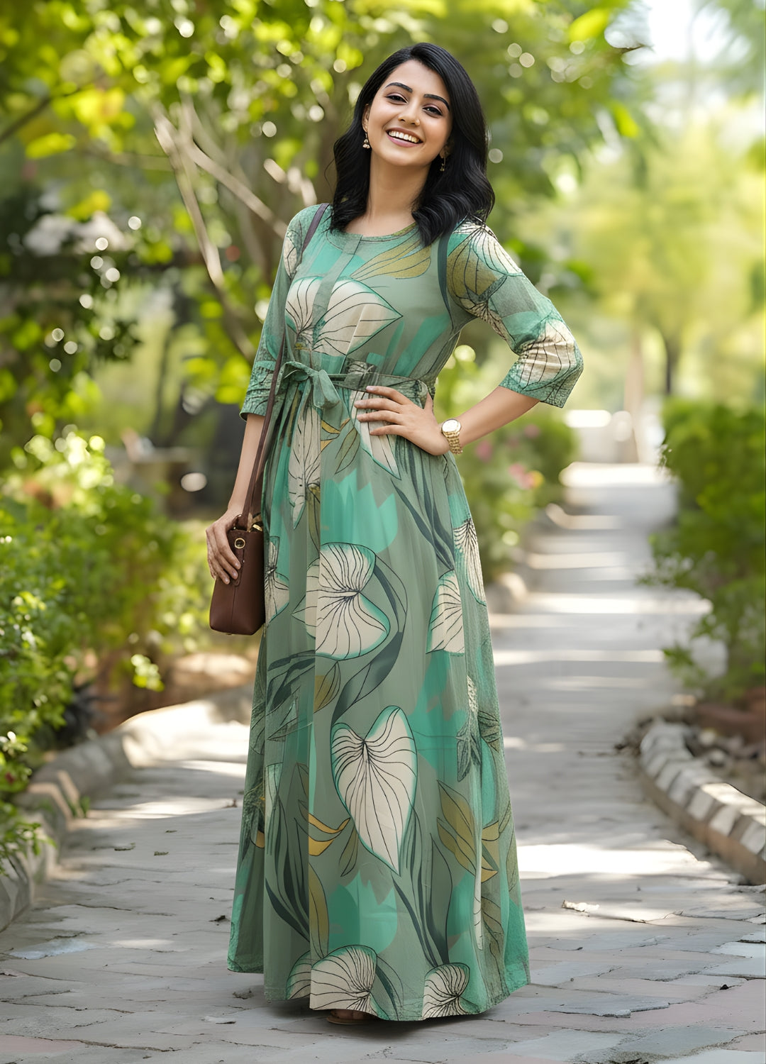 Lotus Sea Green - Maternity Kurti with Feeding Zips - Cotton Flex - Thicker Fabric