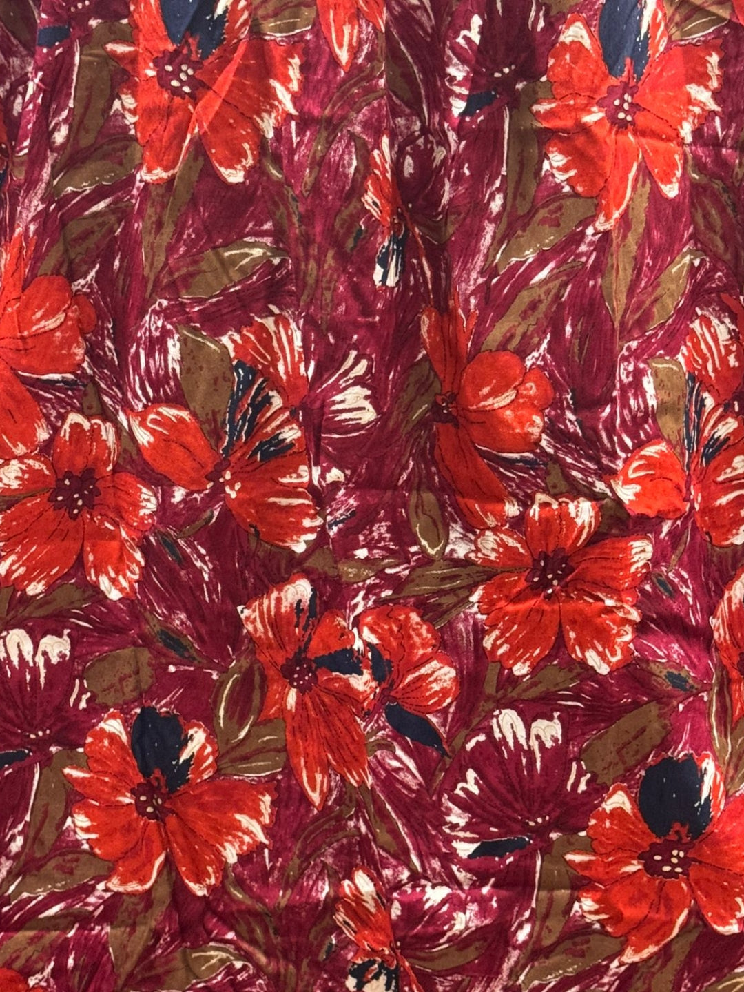 Floral - Wine - Maternity Kurti with Feeding Zips - Soft Rayon