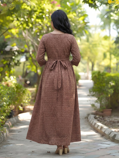 Maroon Wave - Maternity Kurti with Feeding Zips - Cotton Flex - Thicker Fabric