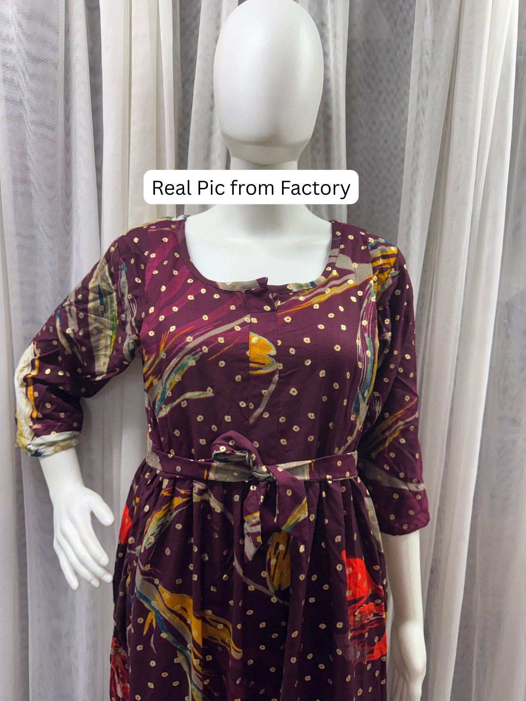 Nerium Flower - Purple - Maternity Kurti with Feeding Zips - Soft Rayon