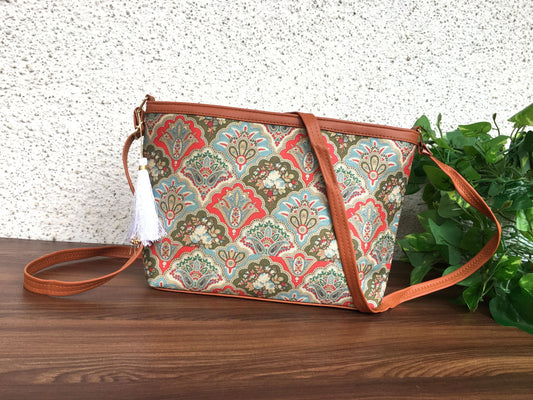 Minsk - 3 zip- Big size - Sling Bag - Royal Flower Sky Blue
