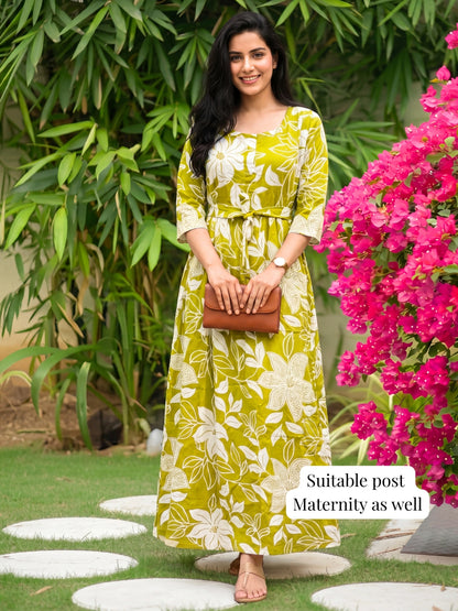 Lily Lemon - Maternity Kurti with Feeding Zips - Soft Rayon