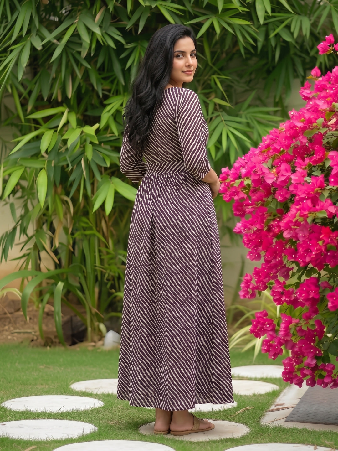 Lehriya - Brown - Maternity Dress with Feeding Zips - Soft Rayon