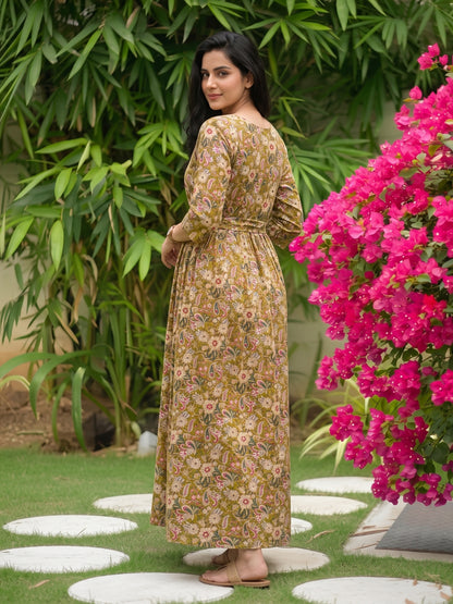 Gulmohar - Dessert - Maternity Dress with Feeding Zips - Pure Cotton
