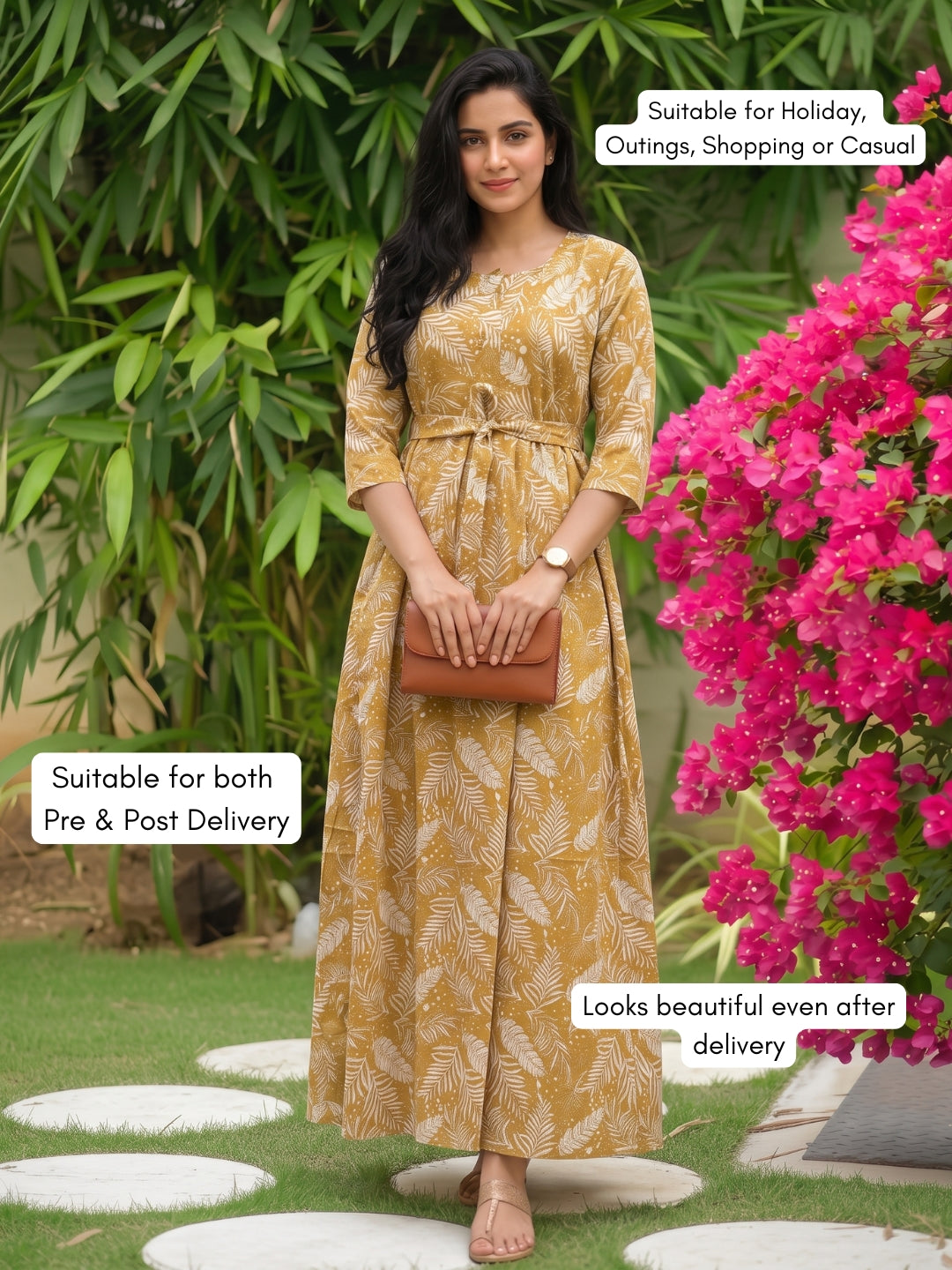 Tropical Forrest - Dessert - Maternity Dress with Feeding Zips - Soft Rayon