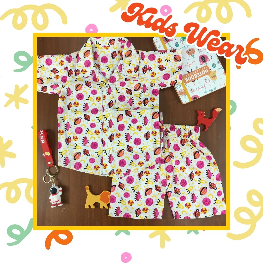 Kids Shirt & Short set - Red Planets