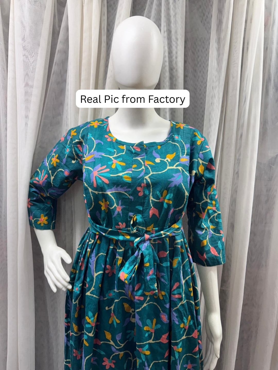 Daisy Sea Green - Maternity Dress with Feeding Zips - Pure Cotton