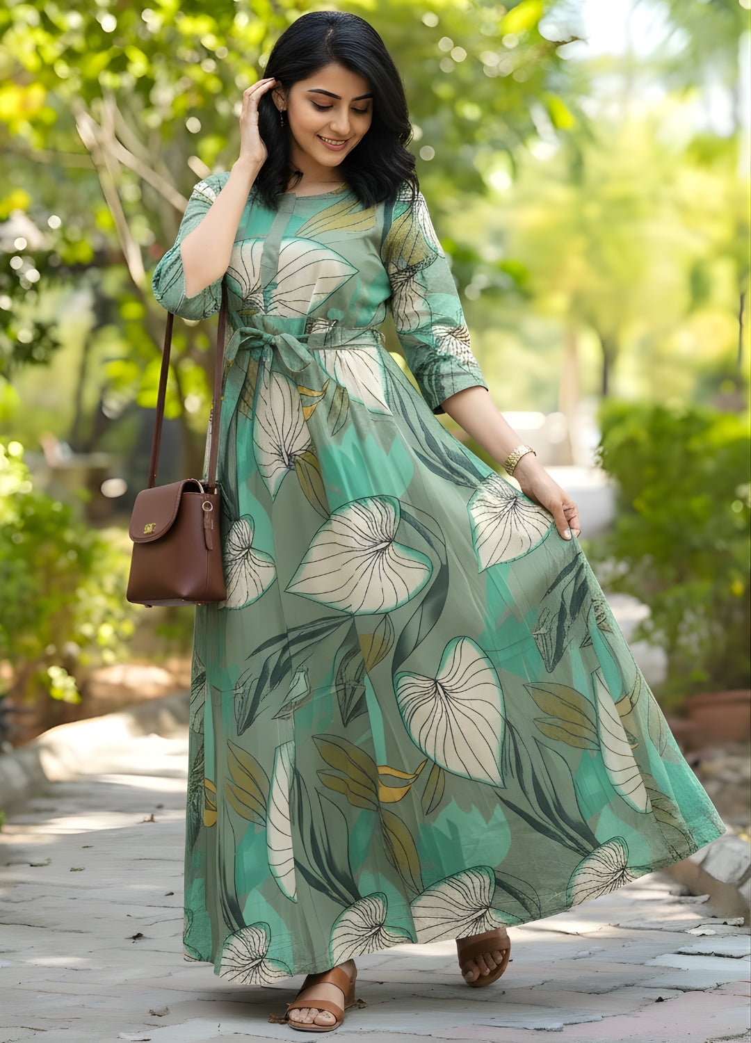 Lotus Sea Green - Maternity Kurti with Feeding Zips - Cotton Flex - Thicker Fabric