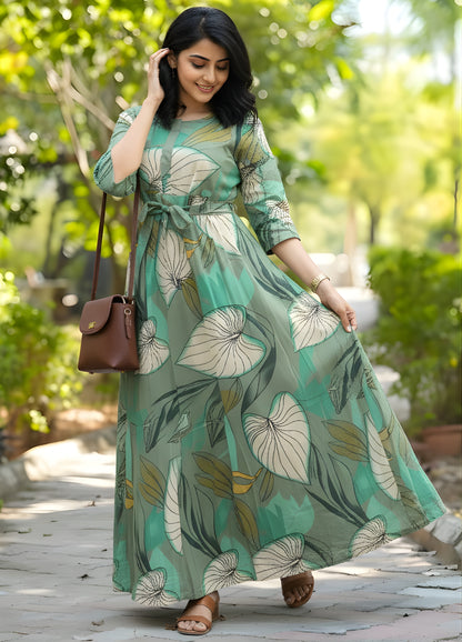 Lotus Sea Green - Maternity Kurti with Feeding Zips - Cotton Flex - Thicker Fabric