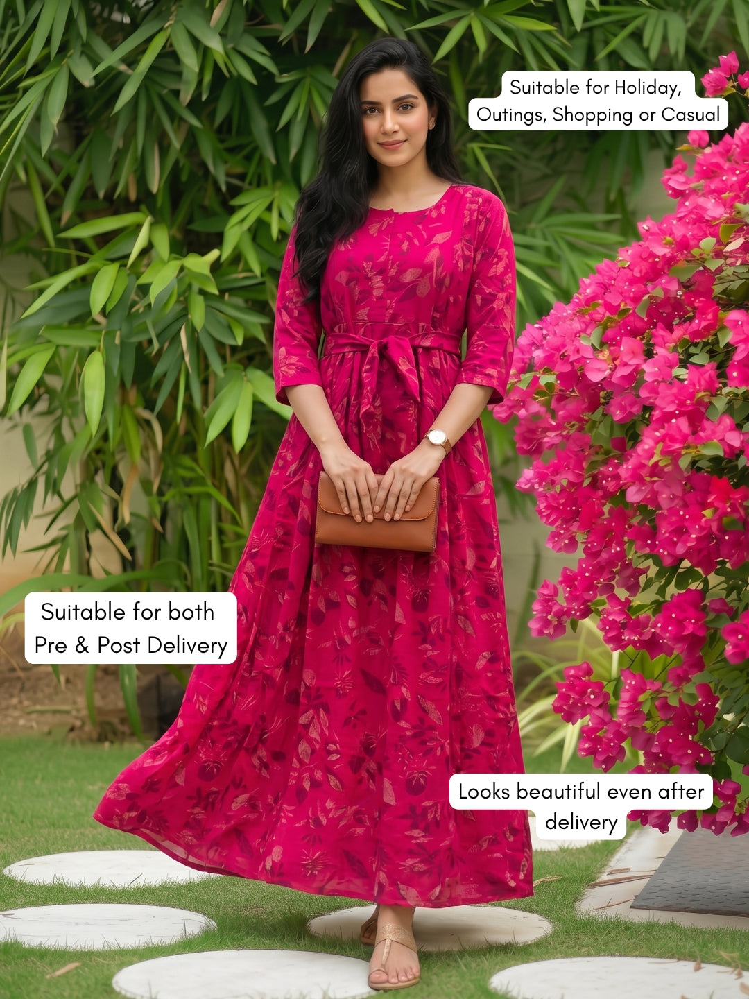Raani Flower - Maternity Dress with Feeding Zips - Soft Rayon