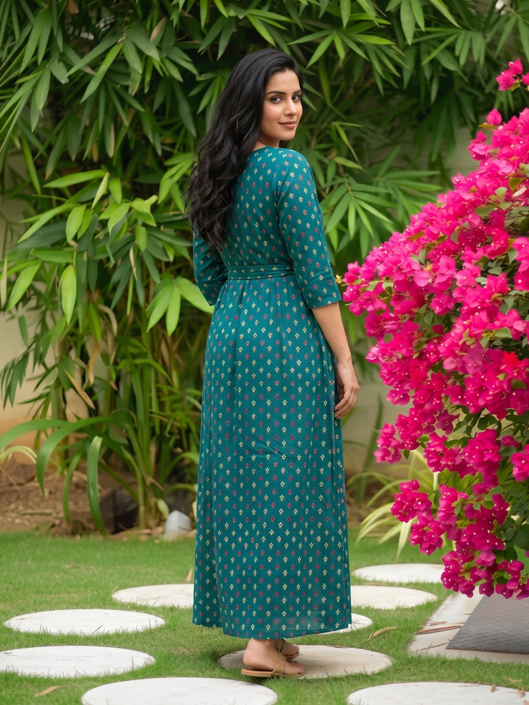 Kairavi - Sea Green - Maternity Dress with Feeding Zips - Soft Rayon