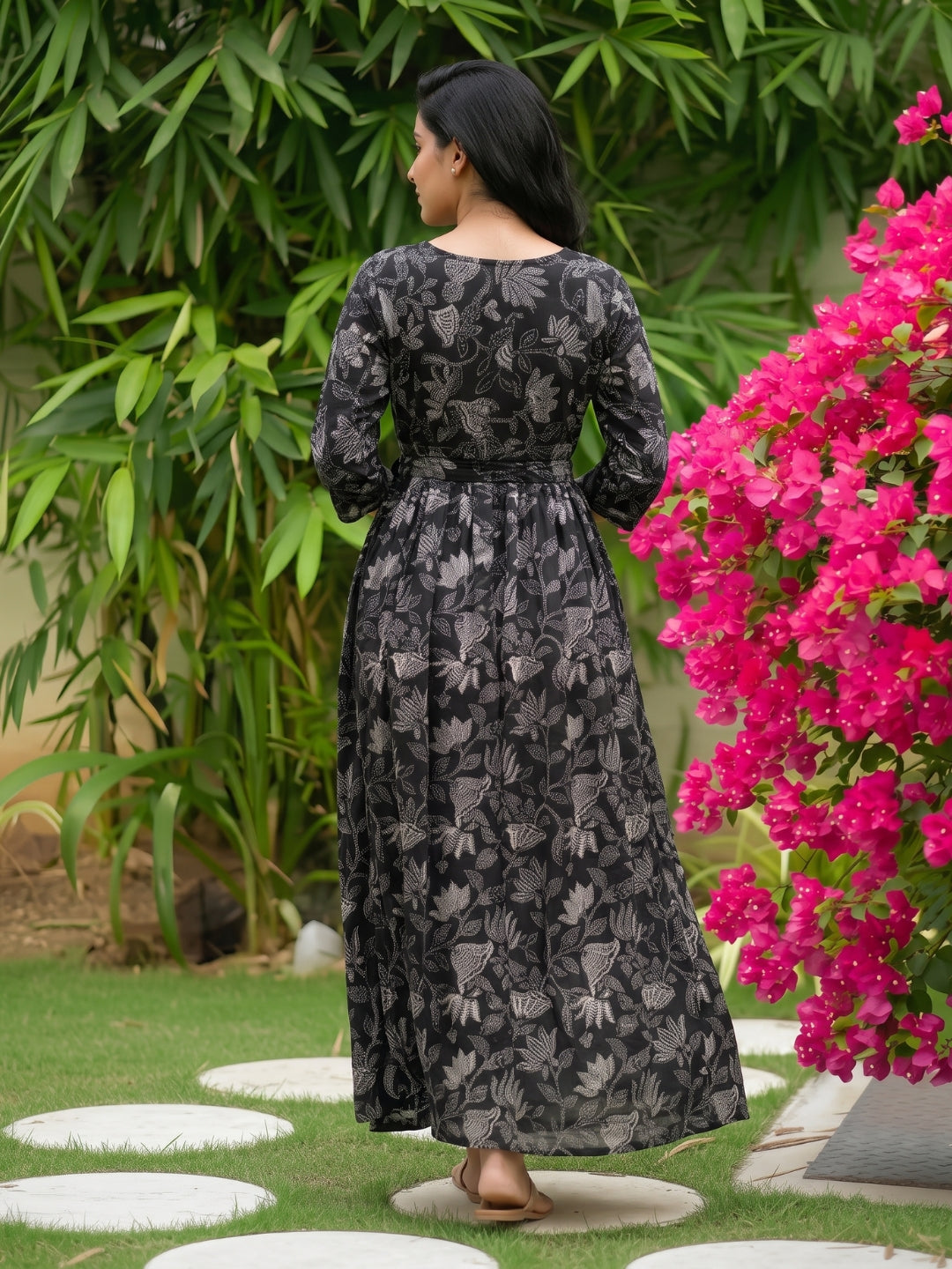 Black Lotus - Maternity Dress with Feeding Zips - Soft Rayon