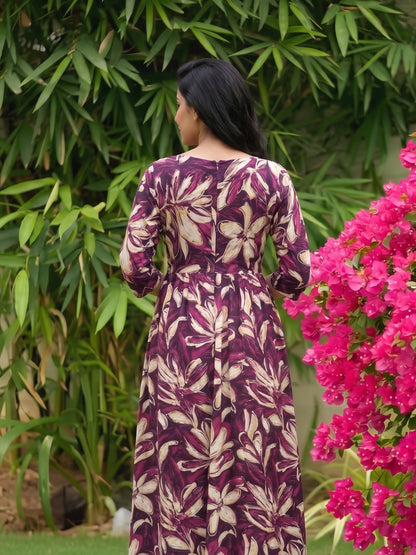 Jasmine Purple - Maternity Dress with Feeding Zips - Soft Rayon