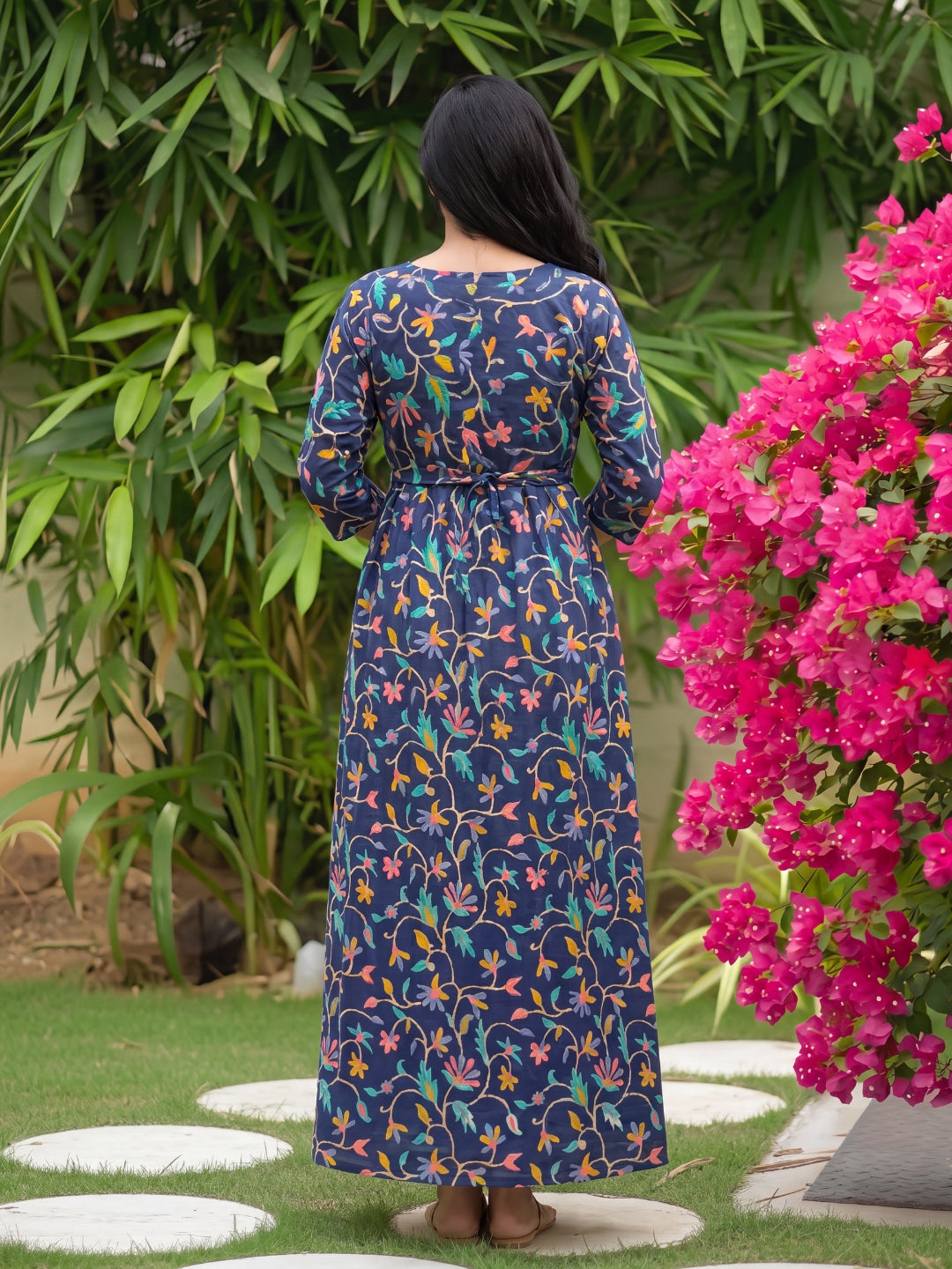 Daisy Blue- Maternity Dress with Feeding Zips - Pure Cotton