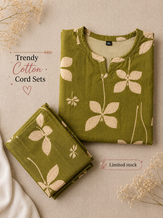 Mehendi Flower Motif - Cord Set - Pure Cotton