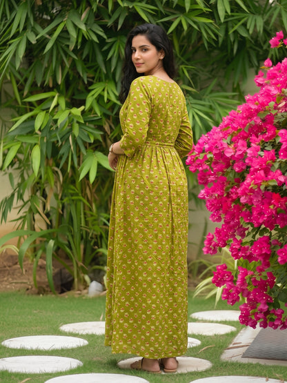 Curly Rose - Lemon - Maternity Dress with Feeding Zips - Soft Rayon