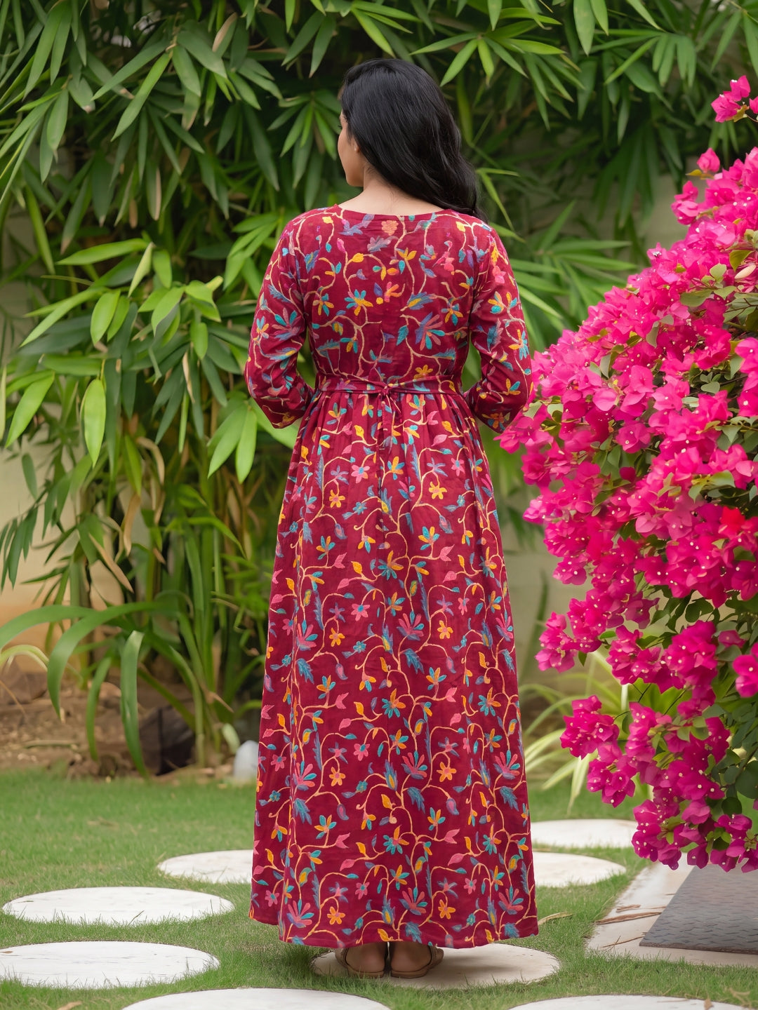 Red Daisy - Maternity Kurti with Feeding Zips - Pure Cotton