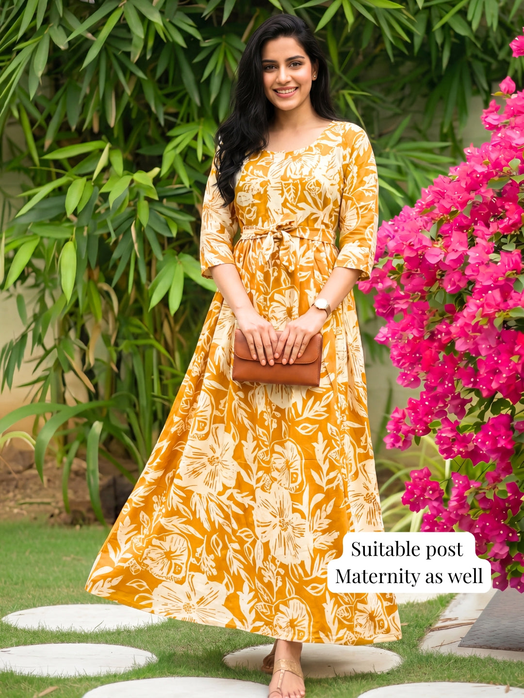 Hibiscus - Yellow White - Maternity Kurti with Feeding Zips - Soft Rayon