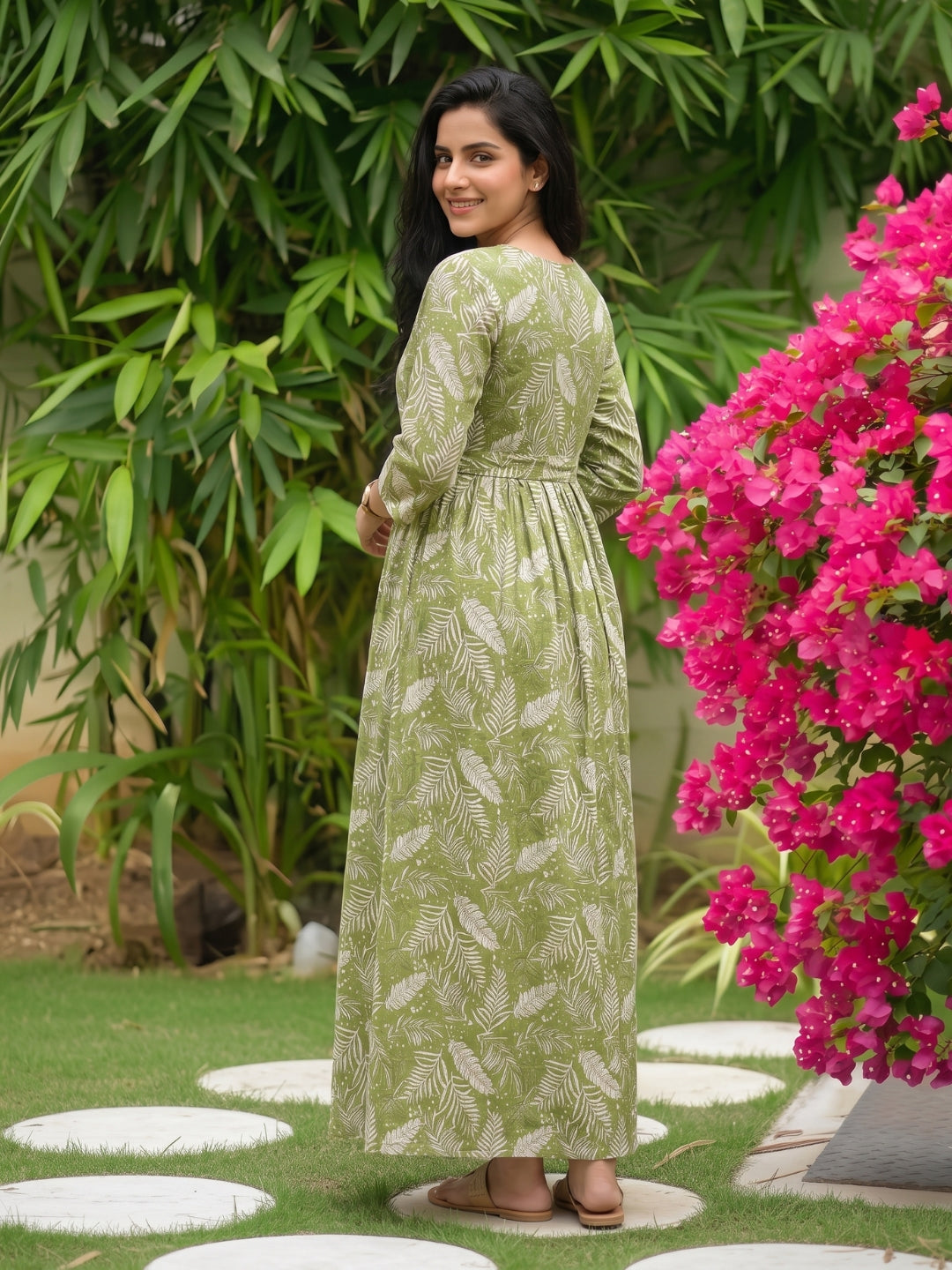 Tropical Forrest - Pista - Maternity Dress with Feeding Zips - Soft Rayon