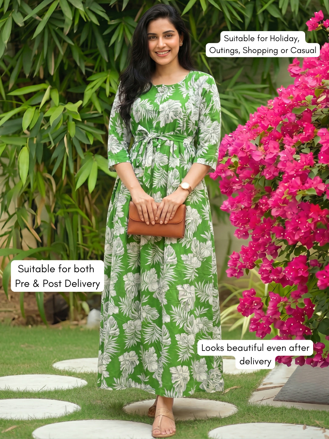 Forrest Pista - Maternity Dress with Feeding Zips - Soft Rayon