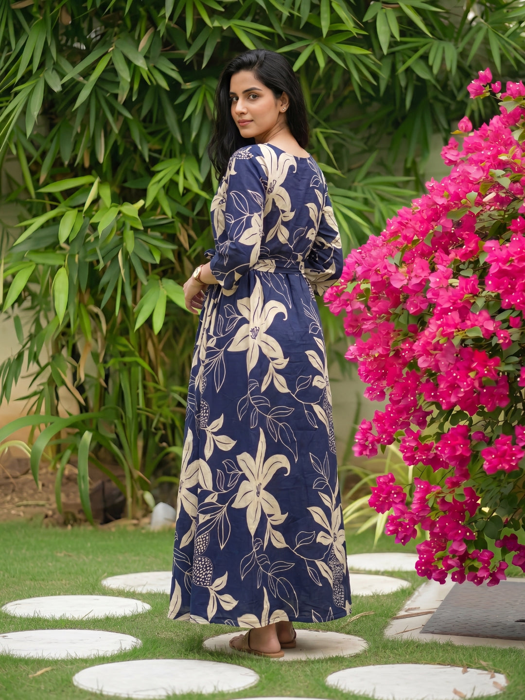 Lily Blue - Maternity Dress with Feeding Zips - Pure Cotton