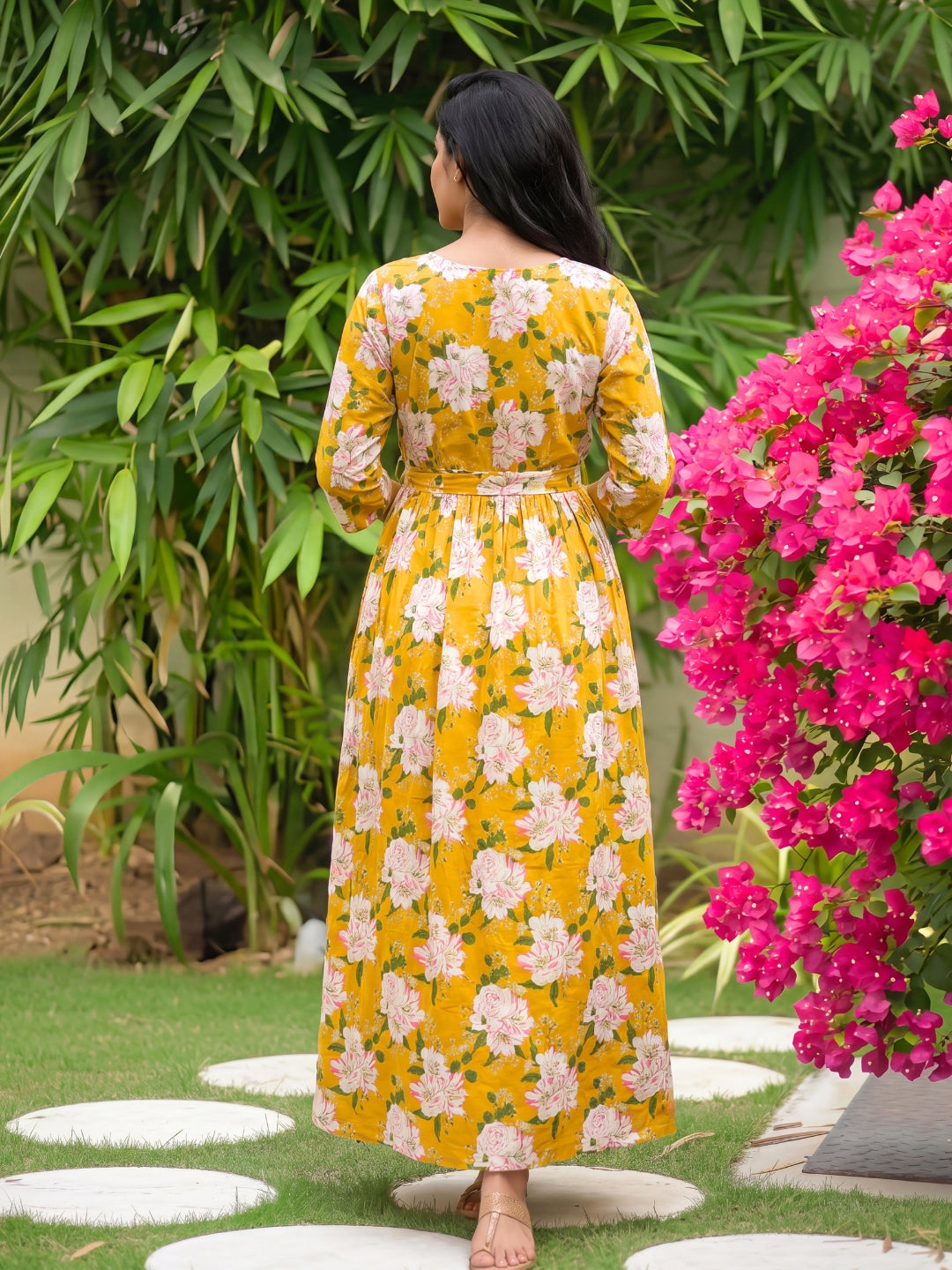 Exotic Yellow - Maternity Dress with Feeding Zips - Pure Cotton