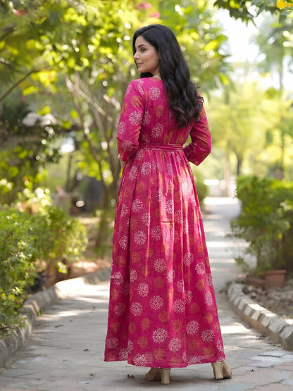 Marigold Rayon - Pink White - Maternity Kurti with Feeding Zips - Soft Rayon