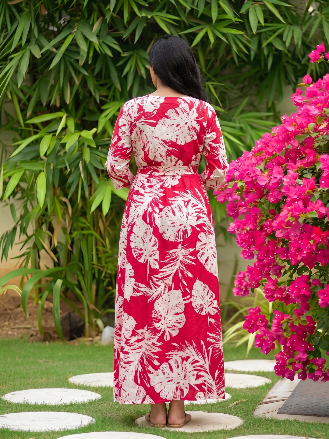 Swiss Red - Maternity Dress with Feeding Zips - Soft Rayon
