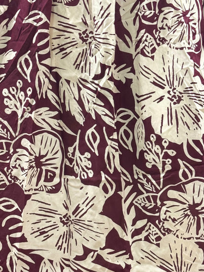Hibiscus - Maroon White - Maternity Kurti with Feeding Zips - Soft Rayon