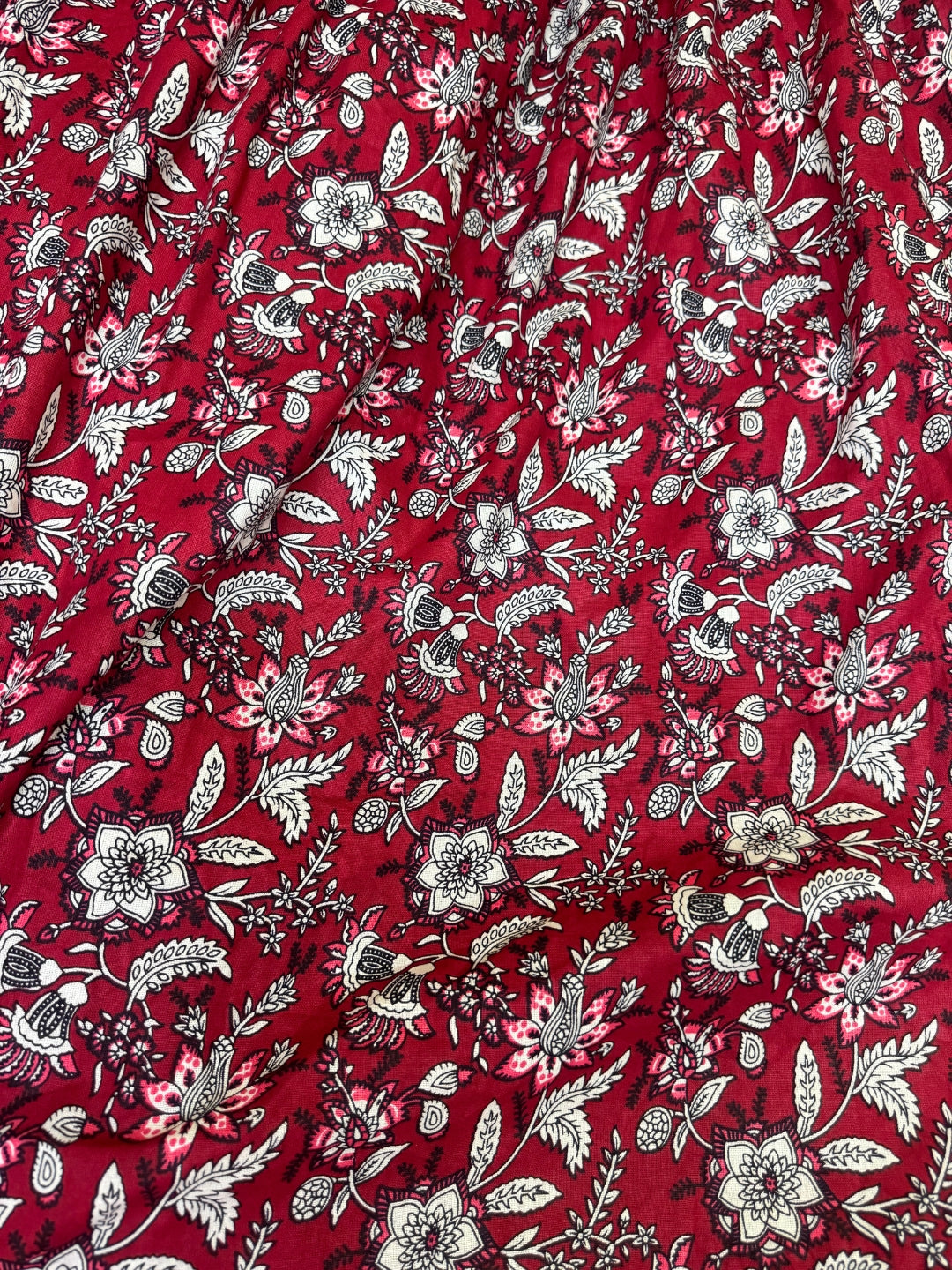 Maroon Forrest Print - Maternity Kurti with Feeding Zips - Cotton Flex - Thicker Fabric