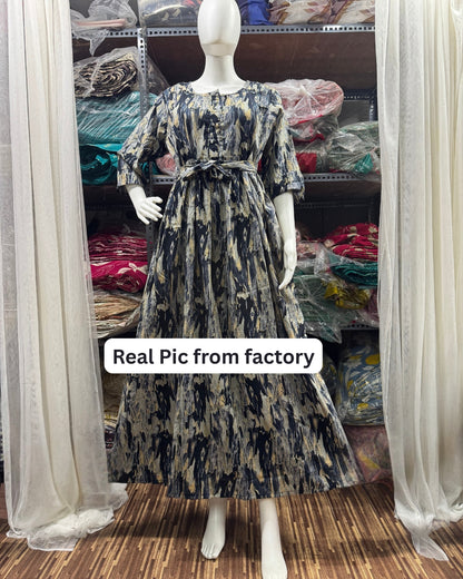 Acrylic Art - Black - Maternity Kurti with Feeding Zips - Cotton Flex - Thicker Fabric