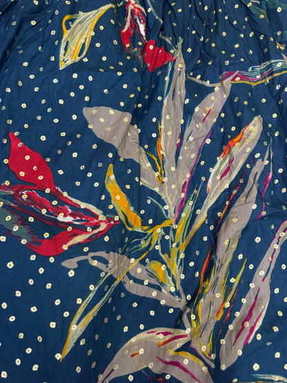 Nerium Flower - Blue - Maternity Kurti with Feeding Zips - Soft Rayon