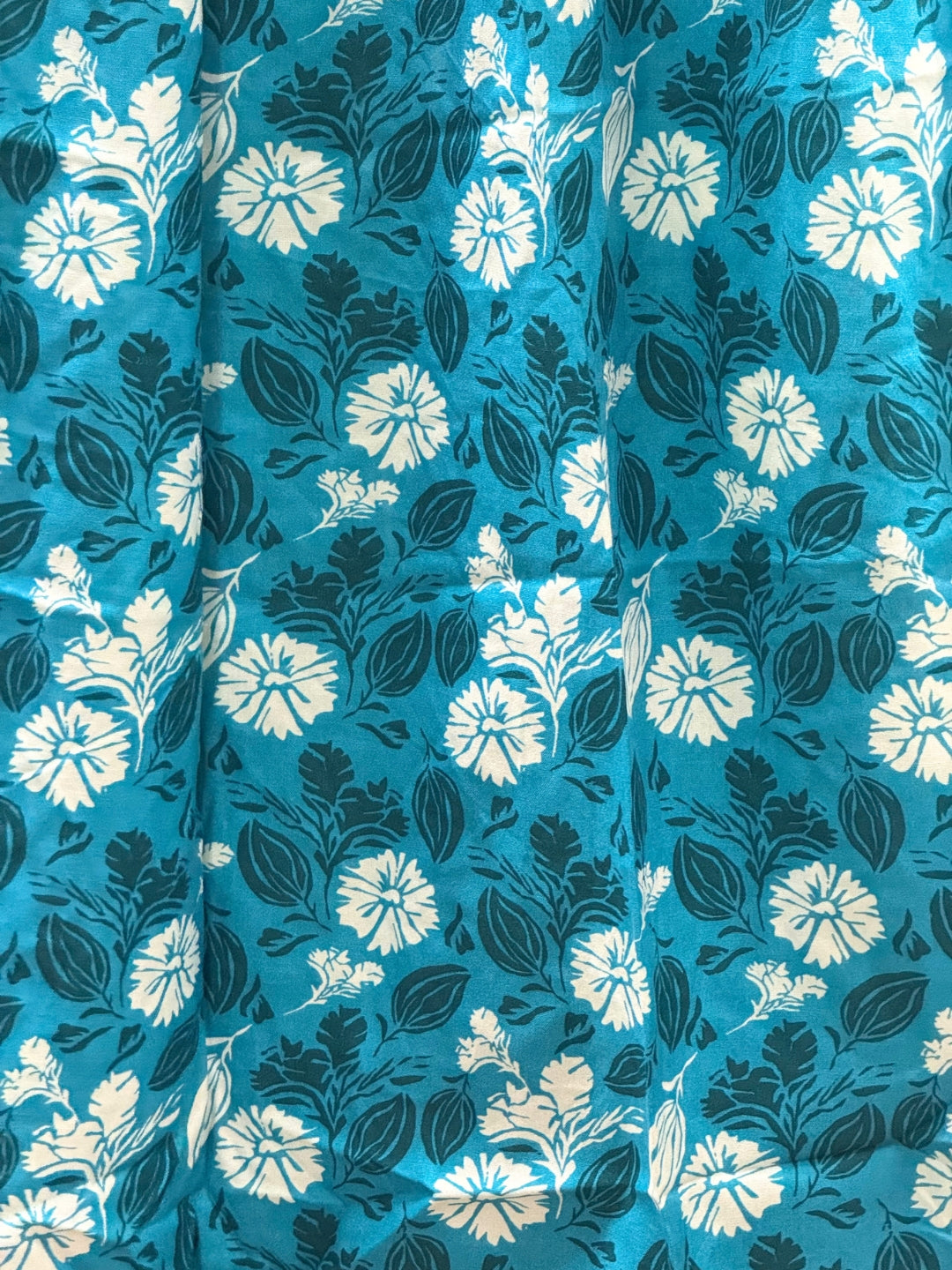 White Flower - Sea Blue - Maternity Kurti with Feeding Zips - Soft Rayon