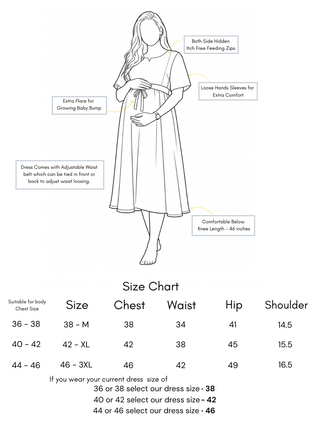 Lily Purple - Knee Length Maternity Dress with Feeding Zips - Soft Rayon