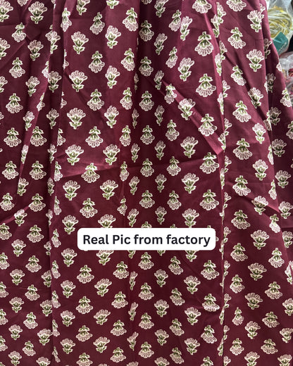 Maroon Pink Flower - Maternity Kurti with Feeding Zips - Soft Rayon