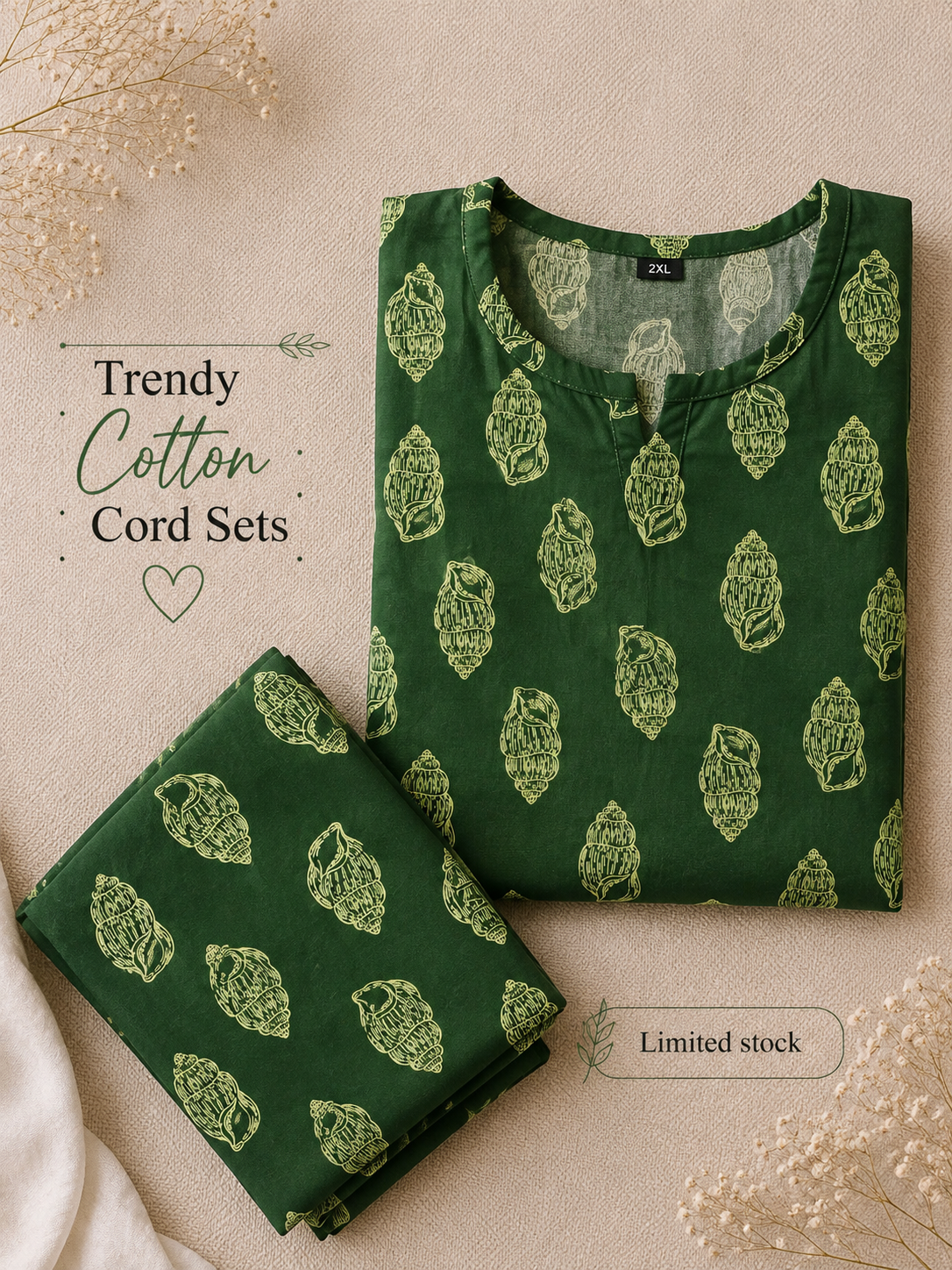 Shell Green - Cord Set - Pure Cotton