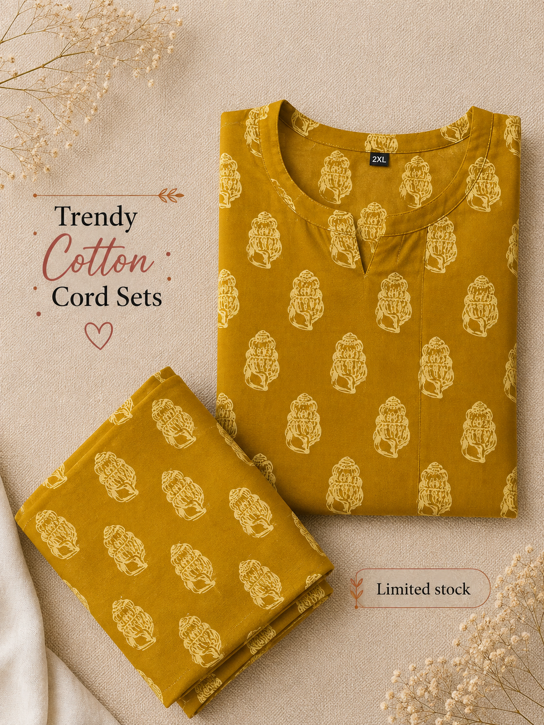 Shell Yellow - Cord Set - Pure Cotton