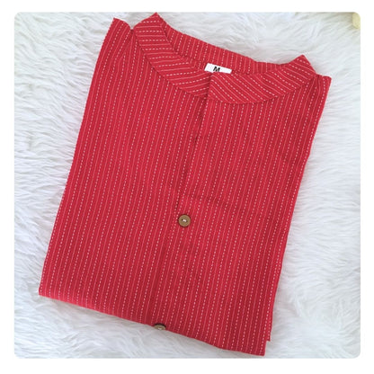 Katha Work - Red - Cord Set - Pure Cotton