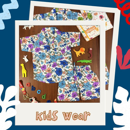 Kids Shirt & Short set - Magic Flower - Blue